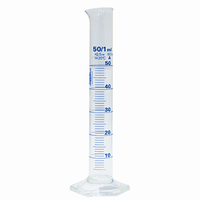 Simax Measuring Cylinder with Hex Base and Spout, Tall Form, Class A, 10mL, 15.5x135(H) mm, Blue Stain Grad, Boro Glass, European, Each Each