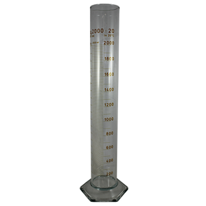 Simax Measuring Cylinder with Hex Base and Spout, Tall Form, Class A, 10mL, 15.5x135(H) mm, Blue Stain Grad, Boro Glass, European, Each Each