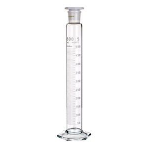 Simax Measuring Cylinder with Hex Base and Spout, Tall Form, Class A, 10mL, 15.5x135(H) mm, Blue Stain Grad, Boro Glass, European, Each Each