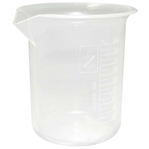 Aptaca Beaker, 100ml, Low Form, Graduated with Spout, Polypropylene, Autoclavable, 52 (Diameter) x 72 (Height) mm, Each