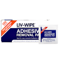 Liv-Wipe Adhesive Remover Removal Pad Wipe, 6x6cm, 100/Box (Barcode 9316026784789)