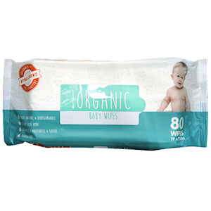 Livingstone Baby Wipes 100 Percent Organic, Biodegradable, 19x21cm. 80 Wipes in Resealable Pack Pack