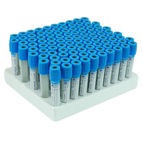 Livingstone Blood Collection Plastic Tube with Sodium Citrate, Na Citrate 3.2pct, 2.7mL, 13 x 75mm, Light Blue Non Spill Cap, 100/Pack Pack