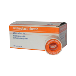 Leukoplast Adhesive Plaster Elastic Zinc Oxide Tape, Width: 25mm x Length: 1m, Orange Spool, Colour: Tan, Each Each