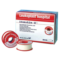Leukoplast Adhesive Plaster Waterproof Zinc Oxide Tape, Width: 12.5mm x Length: 5m, Blue Spool, Colour: White, Each Roll