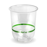 Biocup Tumbler Cup, 250ml, Clear with Green Line, 50 Pieces/Pack Pack