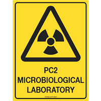 Livingstone Safety Signs, Biohazard PC2 Microbiological, 30 x 22.5cm, Self-Adhesive Vinyl, Each Each