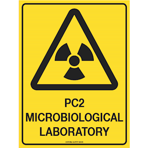 Livingstone Safety Signs, Biohazard PC2 Microbiological, 30 x 22.5cm, Self-Adhesive Vinyl, Each Each