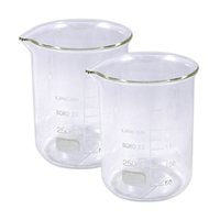 Lincon Beaker, 25ml, Low Form, Graduated with Spout, Borosilicate 3.3 Glass, 20 Pieces/Box