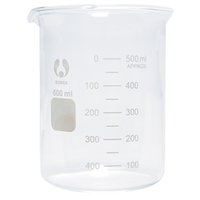 Bomex Beaker, 600ml, Low Form, Graduated with Spout, Borosilicate Glass, Each