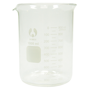 Bomex Beaker, 50ml, Low Form, Graduated with Spout, Borosilicate Glass, Each