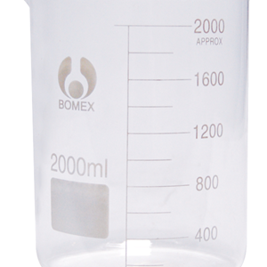 Bomex Beaker, 50ml, Low Form, Graduated with Spout, Borosilicate Glass, Each