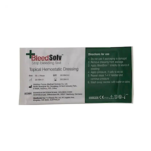BleedSolv Topical Haemostatic Gauze Dressing, 5 x 5cm, Sterile, Hypoallergenic, 10 Pieces/Box