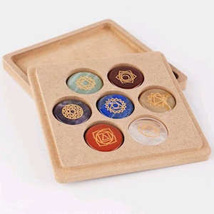 Sofeel Chakra Crystal, Smooth Finish, 7 Crystals in Wooden Box, Each Each