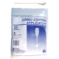 Out of Date, Applicator Jumbo, Single Cotton Tip, Plastic Stem, 10cm, 20 /PK, Original New Condition, Price Discounted, While Stocks last Pack