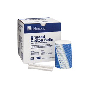 Richmond Dental Cotton Rolls, Braided, Medium Diameter, 1-1/2", Non Sterile, 2000/Box Box