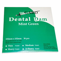 Ongard Dental Rubber Dam, 6 x 6 Inches, Mint Flavoured, Medium, Vacuum Packed, Dark Green, 36/Pack Pack