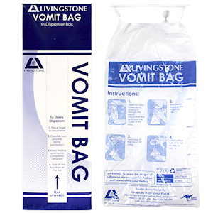 Livingstone Emesis Vomit Bag, 1500ml, in Patented Dispenser, 50 pieces/Box Box