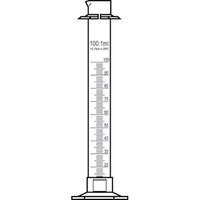 Measuring Cylinder w/ Plastic Hex Base and Collar, Tall Form, Class B, 10mL, Amber Stain Grad, Boro Glass, European, Germany, Ea