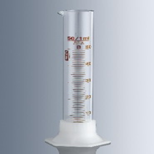 Measuring Cylinder w/ Plastic Hex Base and Collar, Tall Form, Class B, 10mL, Amber Stain Grad, Boro Glass, European, Germany, Ea