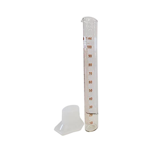 Measuring Cylinder w/ Plastic Hex Base and Collar, Tall Form, Class B, 10mL, Amber Stain Grad, Boro Glass, European, Germany, Ea