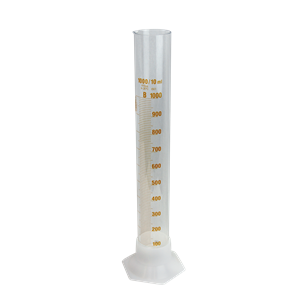 Measuring Cylinder w/ Plastic Hex Base and Collar, Tall Form, Class B, 10mL, Amber Stain Grad, Boro Glass, European, Germany, Ea