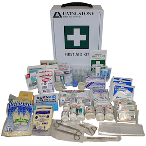 Liv First Aid Kit, Class B, Complete Set In Wall Mountable Metal Case, for 11-99 people, Meets Workplace Health & Safety Regulation Each