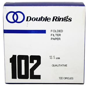 Double Ring Filter Paper, Qualitative, Medium Speed General Laboratory, No.102 (No.1), 70mm Dia, 8~10um Pore Size, Biodegradable, 100/Box