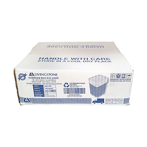 Livingstone Garbage Bag Bin Liner, Kitchen Tidy, 36L, 58 x 70cm, 10um, Heavy Duty, HDPE, Star Seal, White, 50/Roll, 1,000/Carton Carton