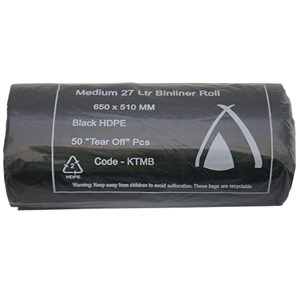 Livingstone Garbage Bag Bin Liner, Kitchen Tidy, 36L, 58 x 70cm, 10um, Heavy Duty, HDPE, Star Seal, White, 50/Roll, 1,000/Carton Carton