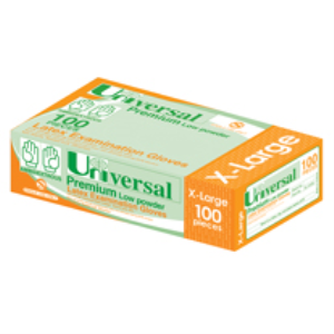 Universal Biodegradable Latex Gloves, ASTM, Low Powder, Large, Cream Colour, 100/Box Box