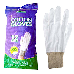 Universal Choice Cotton Gloves Interlock with Knitted Wrist Cuff, Women's Size, Medium, 12 Pairs/Bag Bag