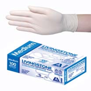 Livingstone Biodegradable Latex Examination Gloves, ASTM, Low Powder, Large, Blue Colour, 100/Box Box