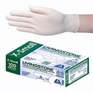 Livingstone Biodegradable Latex Examination Gloves, ASTM, Low Powder, Large, Blue Colour, 100/Box Box