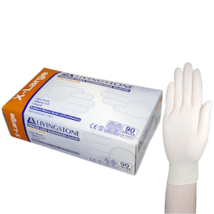 Livingstone Biodegradable Latex Examination Gloves, ASTM, Low Powder, Large, Blue Colour, 100/Box Box
