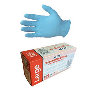 Ni-Tek Nitrile Premium Gloves, AS NZ Standard, Powder Free, EN374, Large, Blue Colour, HACCP Grade, 100/Box Box