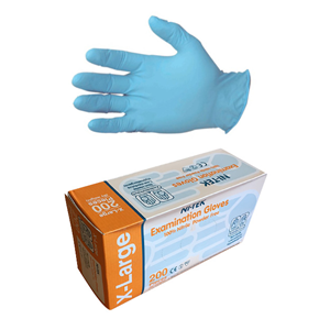 Ni-Tek Nitrile Premium Gloves, AS NZ Standard, Powder Free, EN374, Large, Blue Colour, HACCP Grade, 100/Box Box