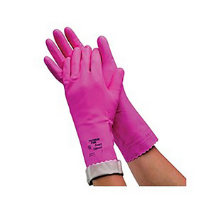 Ansell Silver Lined Natural Rubber Gloves, Biodegradable, Size 6.5, Pink, 1 Pair (144) Pair