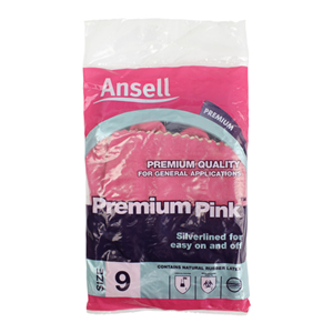 Ansell Silver Lined Natural Rubber Gloves, Biodegradable, Size 6.5, Pink, 1 Pair (144) Pair