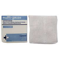 Livingstone Gauze Swabs, 5 x 5 cm x 8 Ply, 100 Percent Cotton, Surgically Clean, Non-Sterile, White, 100 Pieces/Pack Pack