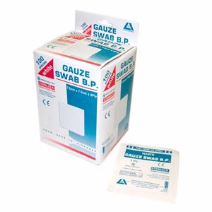 Livingstone Sterile Gauze Swabs, 5 x 5 cm x 8 ply, White, 100 Percent Cotton, 1 Swab/Pack, 3000 Packs/Carton Carton