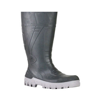 BATA Gumboots Black with Grey Sole, Slip On - Steel Toe Cap, Size 6 Each