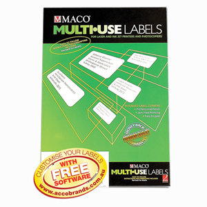 Maco Multi-Use Labels, 70 x 35mm, 24 Labels/Sheet, 100 Sheets/Pack Box