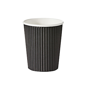 Livingstone Corrugated Paper Cup, 355mL or 12oz, Hot & Cold, Biodegradable, Triple Wall, Black, 25 Pieces/Pack