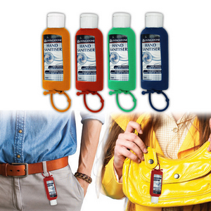 Livingstone Antibacterial Hand and All-Purpose Sanitiser Gel 75pct Ethyl Alcohol, 70ml, with Jelly Wrap Red Silicone Hanging Strap, Each Each