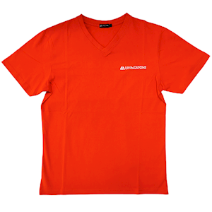 Livingstone V-Neck T-Shirt, 100pct Cotton, 45+ Thread Count, 220GSM Yarn Weight, Medium, Red, Each Each