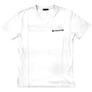 Livingstone V-Neck T-Shirt, 100pct Cotton, 45+ Thread Count, 220GSM Yarn Weight, Small, White, Each Each