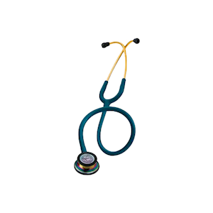 3M Littmann® Classic III Stethoscope, Adult and Peadiatric Chest Piece, Rainbow-Finish, Caribbean Blue Tube, 69cm, Each Each