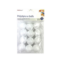 Porta Craft Polystyrene Balls, 40mm, 12 Pieces/Pack Pack