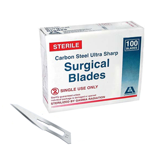 Livingstone Surgical Scalpel Blade, Size 10, Carbon Steel, Sterile, 100/Box Box
